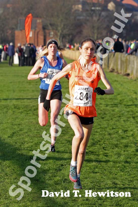 Rosie Smith (Durham City) leads the 2013 Durham Cathedral Relays senior womens race.